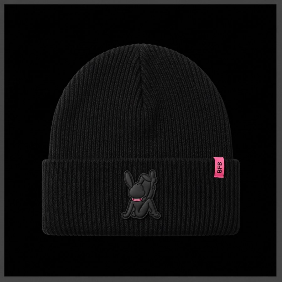 Matte Bunny Beanie in black