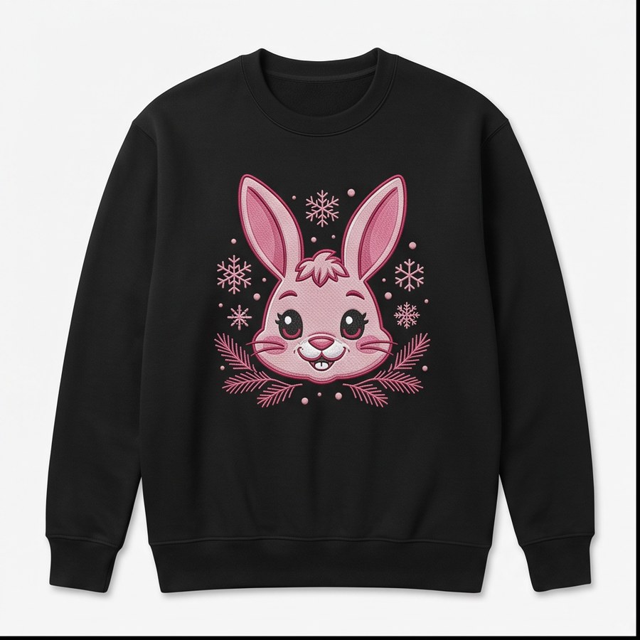 Holiday Bunny Crewneck in black