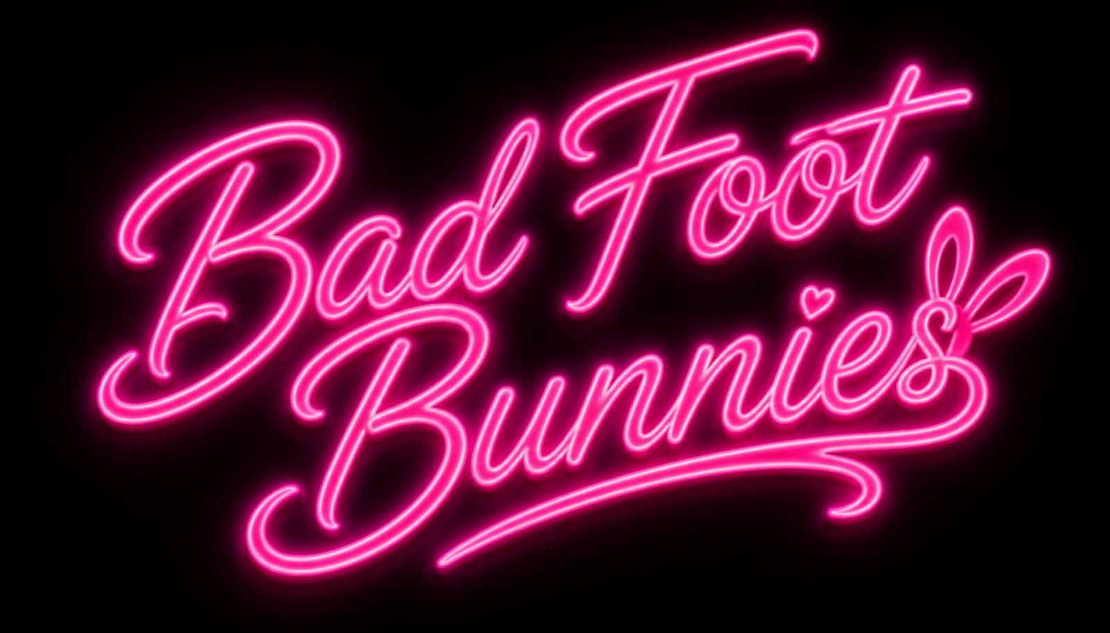 Bad Foot Bunnies neon script logo