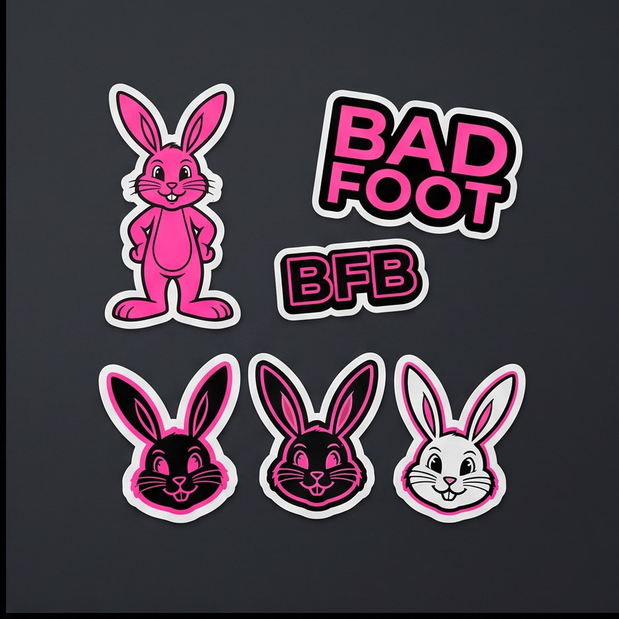Retro Bunny Sticker Pack in black