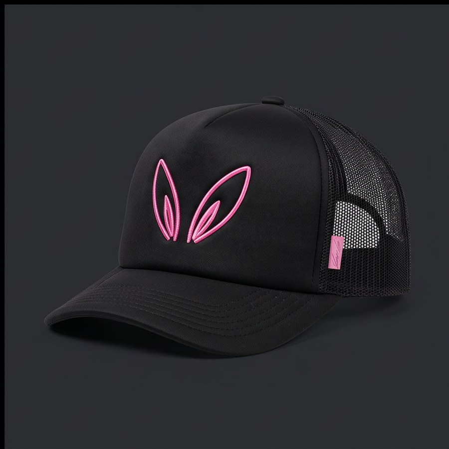 Bunny Ears Trucker Hat in black